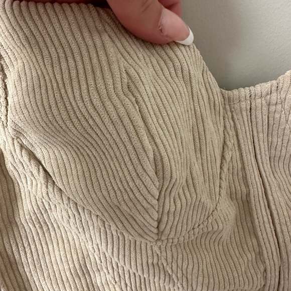 Cream Ribbed Crop Top - Picture 2 of 6